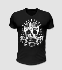Mototrrad Club, Biker T-Shirt in mit Totenkopf Motiv in schwarz