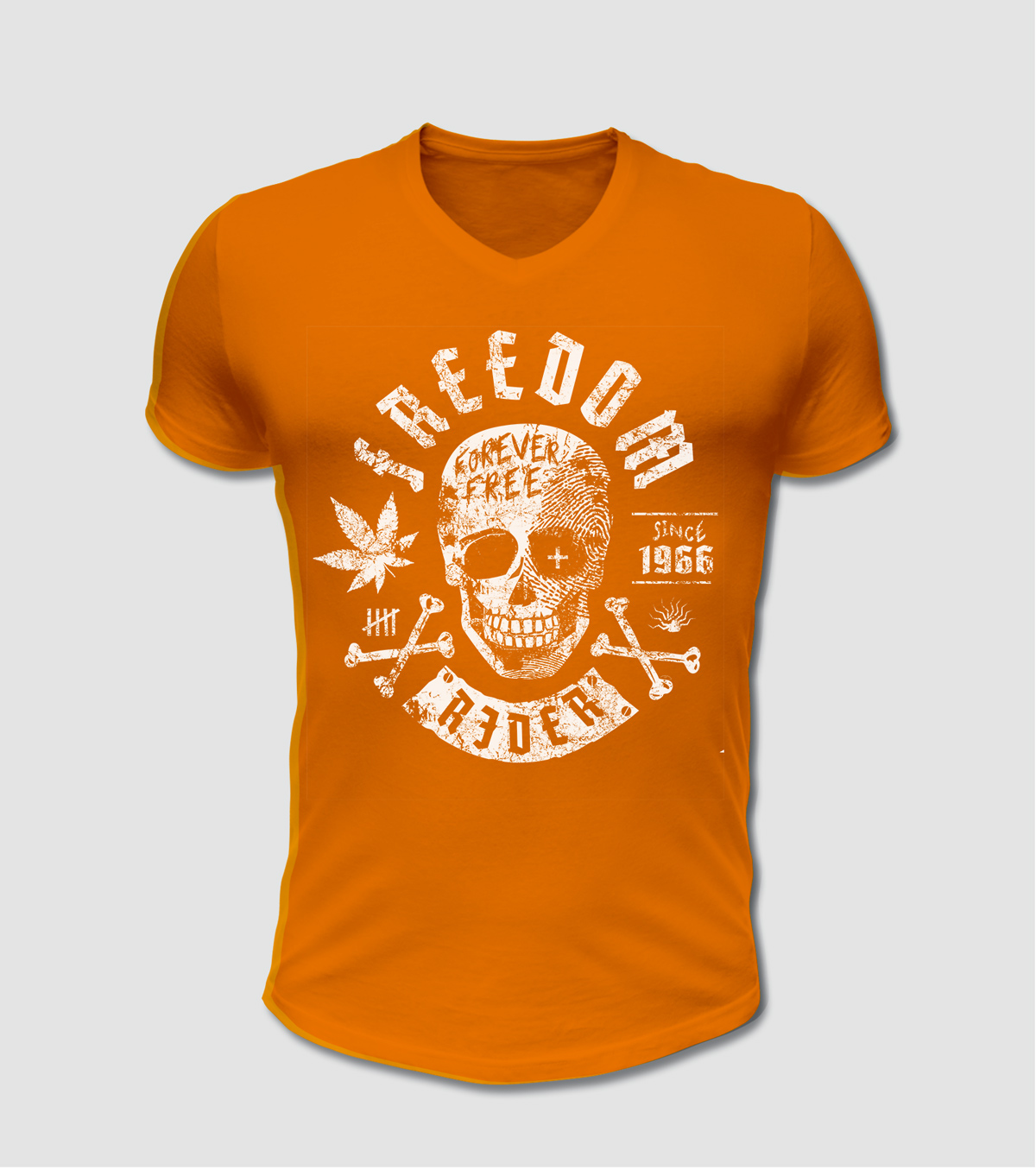 Biker Mototrrad Shirt mit Totenkopf und Marijuana