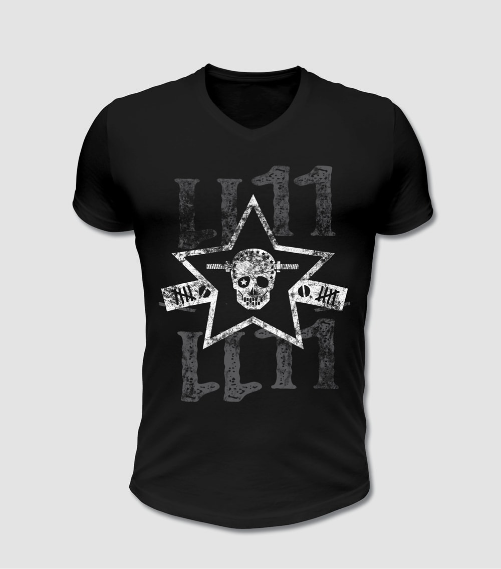 Biker T-shirt Stern und Totenkopf Motiv