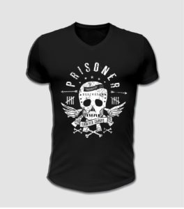 T-Shirt schwarz mit Totenkopf Motiv bedruckt