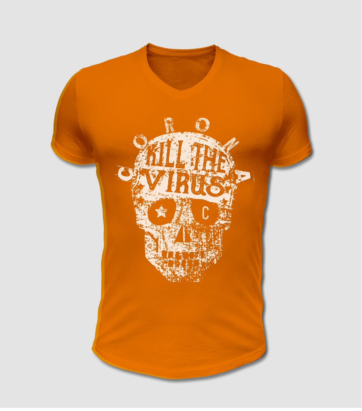 Corona Virus T-Shirt mit Totenkopf Motiv.